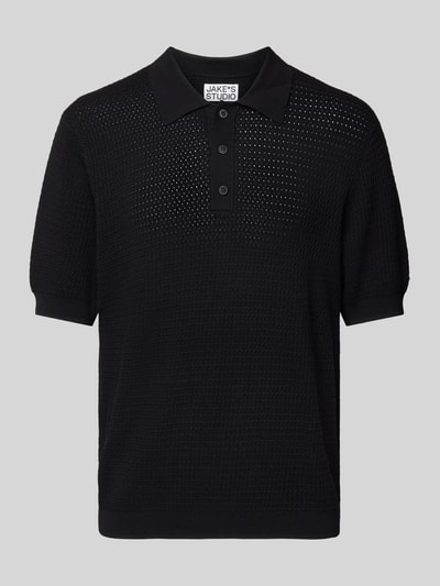 JAKE*S STUDIO MEN Poloshirt aus Viskose-Mix mit Strukturmuster Black 2