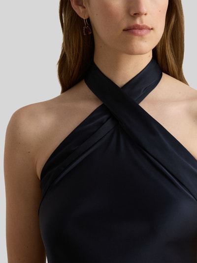 Lauren Ralph Lauren Fließendes Cocktailkleid mit Neckholder zum Binden Dunkelblau 3