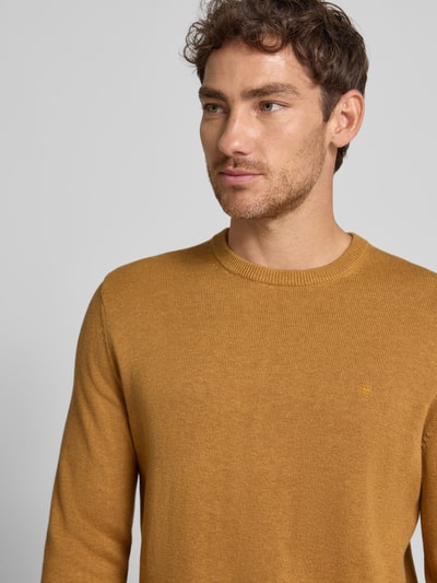 Christian Berg Men Gebreide pullover met ribboorden Donkergeel gemêleerd - 3