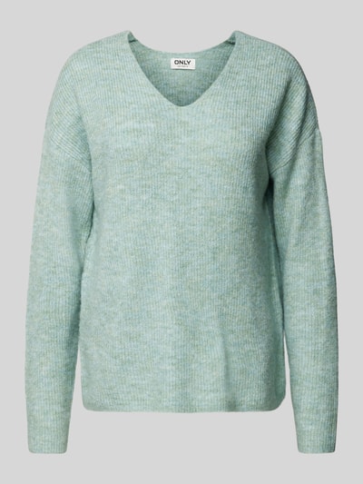 Only Regular Fit Strickpullover mit V-Ausschnitt Modell 'CAMILLA' Schilf 2