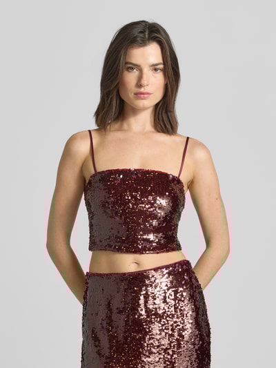 Jake*s Cocktail Slim Fit Crop Top mit Pailletten Kirsche Melange 4