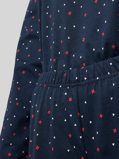 Schiesser Pyjama in all-over look met ronde hals Marineblauw - 2
