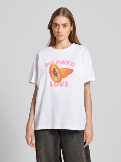 Pieces T-shirt o kroju comfort fit z czystej bawełny model ‘THEA’ Biały 4