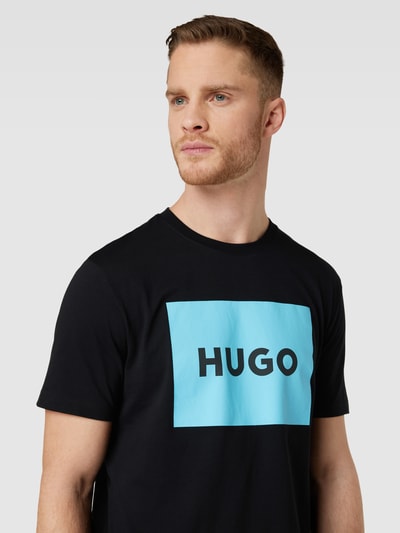 HUGO T-shirt met labelprint, model 'DULIVE' Zwart - 3