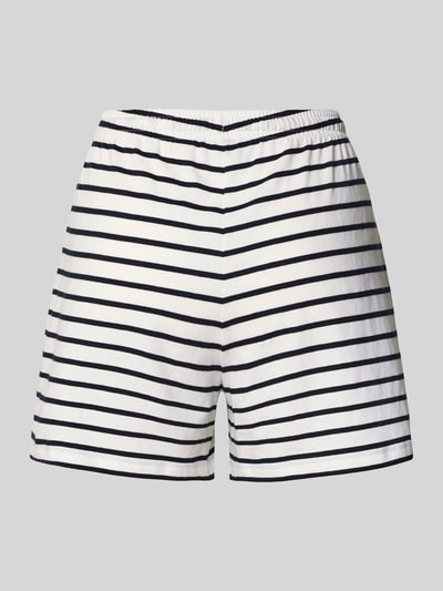 Produktfoto, Regular Fit Shorts mit Tunnelzug von Jake*s Casual aus Reine Baumwolle, elastischer Bund, gestreiftes Design in Weiß und Schwarz