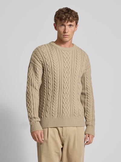 JAKE*S STUDIO MEN Strickpullover mit Zopfmuster Beige 4