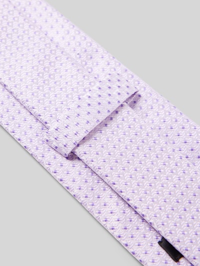 Produktfoto, Seidenkrawatte im Allover-Look (7,5 cm) von OLYMP, jasny fiolet z wzorem na całej powierzchni, jedwab, klasyczny kształt, detal z logo, szerokość w rozmiarze 1: 8 cm
