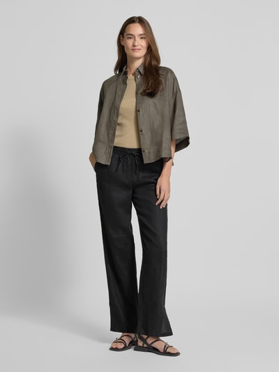 Christian Berg Woman Straight Leg Leinenhose mit Tunnelzug Black 1
