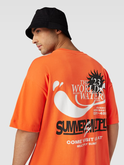 Multiply Apparel Oversized T-shirt met motiefprint Donkeroranje - 3