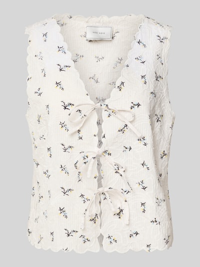 Neo Noir Top bluzkowy o kroju slim fit z koronką szydełkową model ‘Bibi’ Złamany biały 2