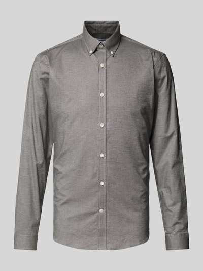 Lindbergh Koszula casualowa o kroju slim fit z kołnierzykiem typu button down model ‘Oxford’ Średnioszary 2