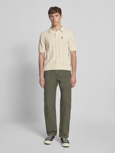 REVIEW Regular fit poloshirt met labelstitching Ecru - 1