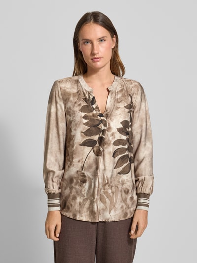 Emily Van den Bergh Blusenshirt aus Viskose mit V-Ausschnitt Mittelbraun 4