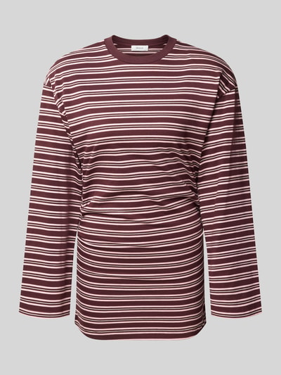 Produktfoto, Longsleeve im Allover-Look Modell 'BETT' von Topshop, schmale Passform, reine Baumwolle, Rundhalsausschnitt, braun-weiß gestreift