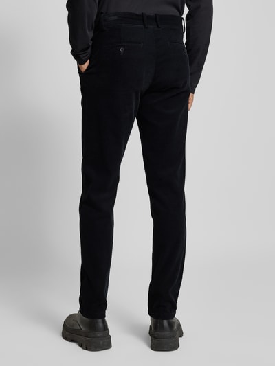 Lindbergh Regular fit corduroy broek met riemlussen Zwart - 5