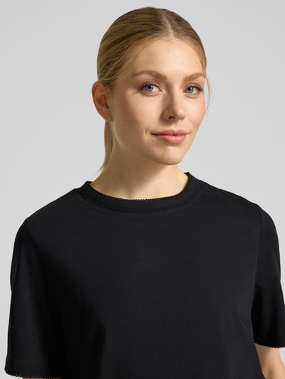 Selected Koszulka T-shirt z czystej bawełny o kroju regular fit model 'ASSIA' Czarny 3