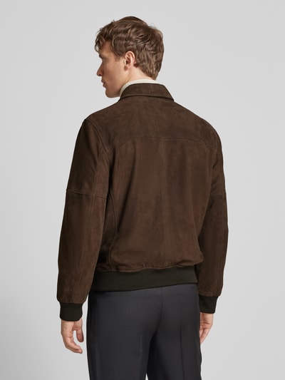 JOOP! Collection Leren blouson met deelbare ritssluiting, model 'Laup' Donkerbruin - 5