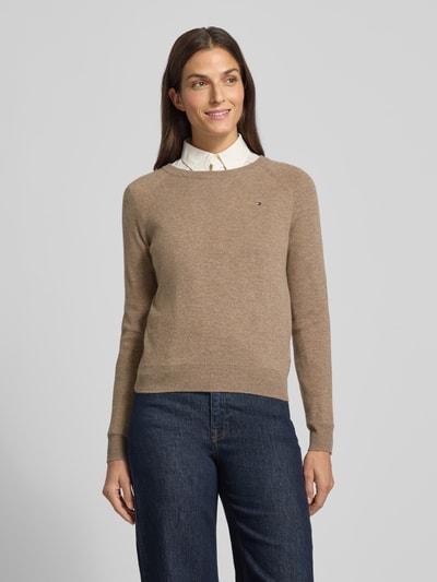 Tommy Hilfiger Regular fit gebreide pullover van een mix van wol en kasjmier Taupe - 4