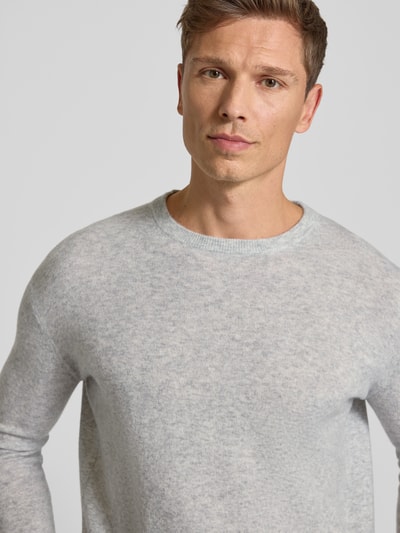 American Vintage Slim fit gebreide pullover van kasjmiermix, model 'RAXOW' Lichtgrijs - 3