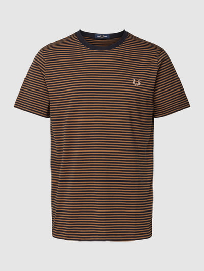 Fred Perry T-Shirt mit Streifenmuster Modell 'Fine Stripe' Beige 2