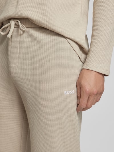 BOSS Regular fit sweatpants met structuurmotief Zand - 3