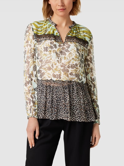 Marc Cain Blouseshirt met all-over-print Aquablauw - 4