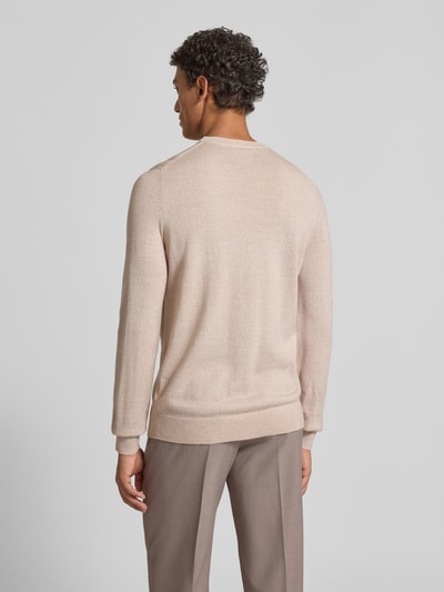 Christian Berg Men Regular fit shirt met lange mouwen van een mix van merinowol Zand gemêleerd - 5