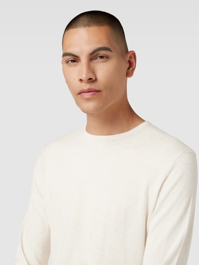 Christian Berg Men Gebreide pullover met ribboorden Offwhite gemêleerd - 3