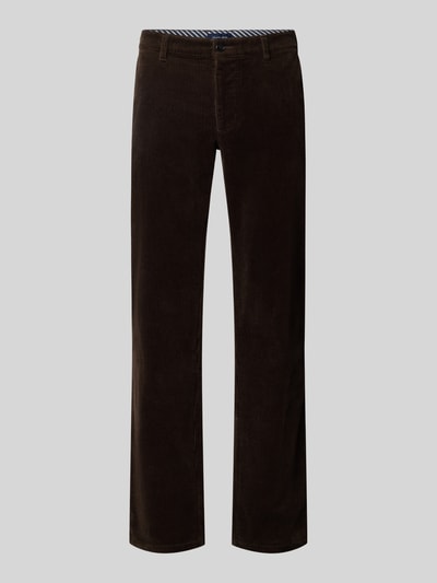 Christian Berg Men Straight Fit Stoffhose aus Baumwoll-Mix Dunkelbraun 1