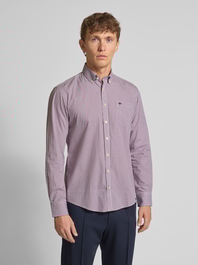 Fynch-Hatton Koszula casualowa o kroju regular fit z wyhaftowanym logo model ‘Poplin’ Koralowy 4