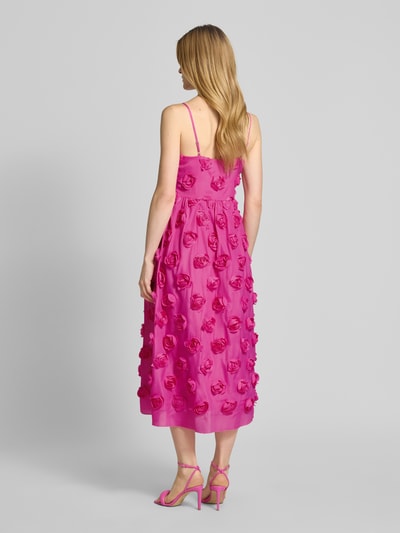 YAS Cocktailjurk in midilengte met siergarnering Fuchsia - 5