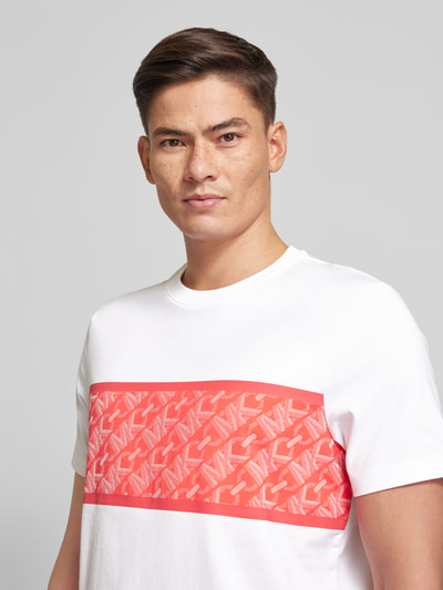 Michael Kors T-shirt z nadrukiem z logo model ‘KORS MESH STRIPE’ Biały 3