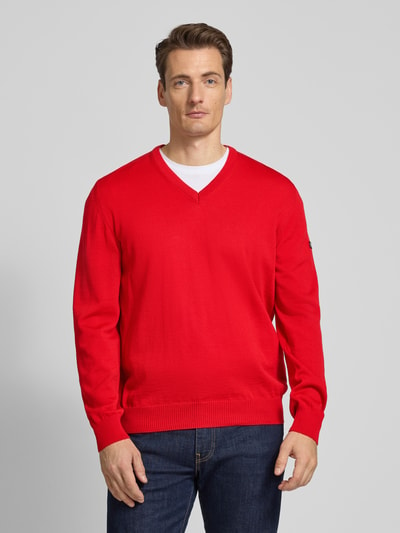 MAERZ Muenchen Strickpullover mit V-Ausschnitt Rot 4