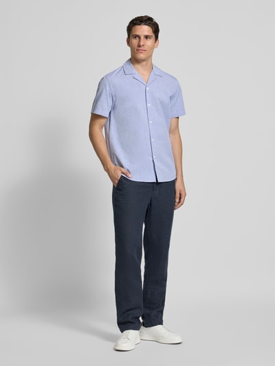 Tom Tailor Denim Relaxed Fit Freizeithemd aus reiner Baumwolle Marine Melange 1