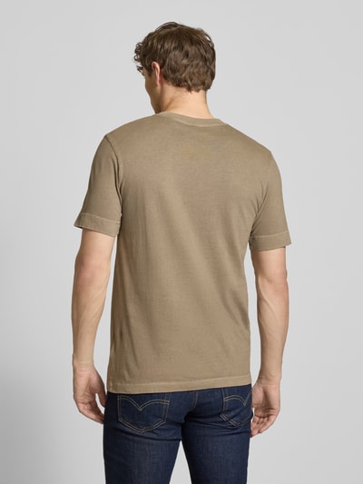 Drykorn T-Shirt mit geripptem Rundhalsausschnitt Modell 'RAPHAEL' Sand 5