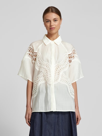 Copenhagen Muse Regular fit blouseshirt met broderie anglaise, model 'MOLLY' Offwhite - 4