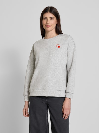 Vila Sweatshirt met motiefstitching, model 'REFLECT' Lichtgrijs - 4