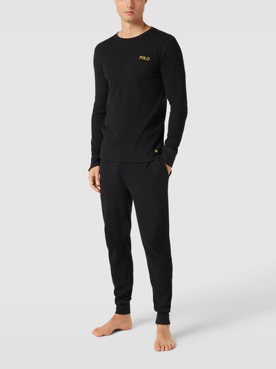 Polo Ralph Lauren Underwear Sweatpants met structuurmotief, model 'WAFFLE' Zwart - 1