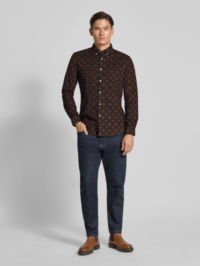MCNEAL Slim Fit Freizeithemd mit Button-Down-Kragen Dunkelblau 1