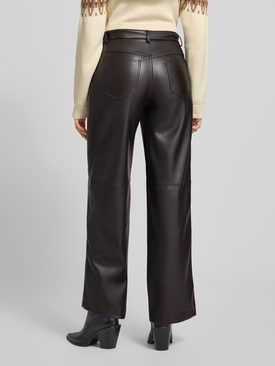 Stefanel Broek van kunstleer met wijde pijpen Donkerbruin - 5
