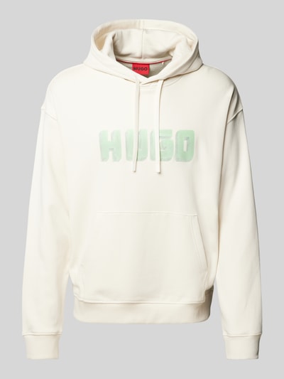 HUGO Hoodie met labelprint, model 'Diqerio' Offwhite - 2