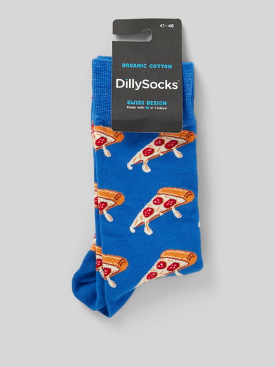 DillySocks Socken mit Motiv-Stitching Modell 'Pizza Drip' Royal 3