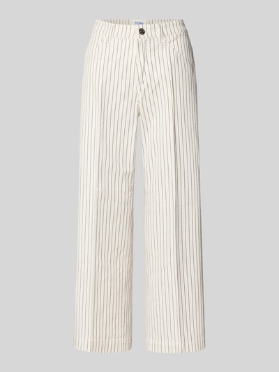 Produktfoto, Culotte mit Eingrifftaschen Modell 'Liv' van TONI, mix van katoen en elastaan, kort, dames culotte met bandwijdte maat 36: 39 cm, binnenbeenlengte maat 36: 75 cm, crème met zwarte strepen, recht model, zichtbare textuur