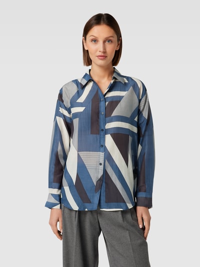 Gant Blouse met zijde en all-over motief Rookblauw - 4