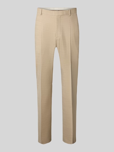 BOSS Regular fit pantalon met wol, model 'LEON' Beige - 2