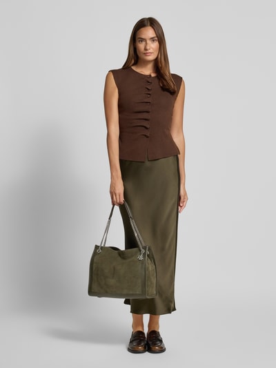 Lauren Ralph Lauren Shopper aus Rindsleder mit Label-Applikation Oliv 1