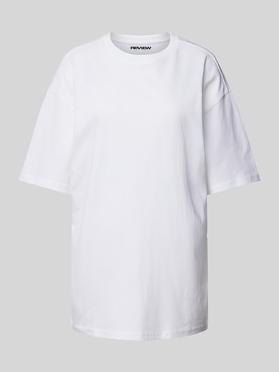 Review Oversized T-Shirt mit überschnittenen Schultern Weiss 2
