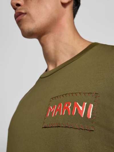 Marni T-Shirt mit Label-Detail Oliv 3