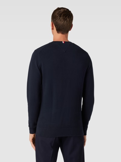 Tommy Hilfiger Strickpullover mit Label-Stitching Modell 'CHAIN' Marine 5