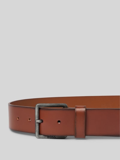 Produktfoto, Gürtel aus echtem Rindsleder Modell 'JEEKO_SZ40' von BOSS in Braun, Optik: Unifarben, Dornschließe, Label-Prägung, Glattleder
